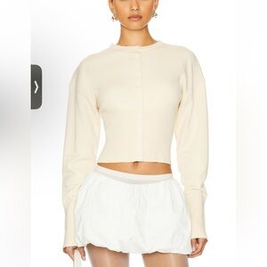 Revolve Lioness Ivory Cream Button-Up Cropped Cardigan XS